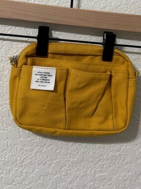 DelFonicS Mustard Yellow Cotton Utility Pouch - Compact Organizer